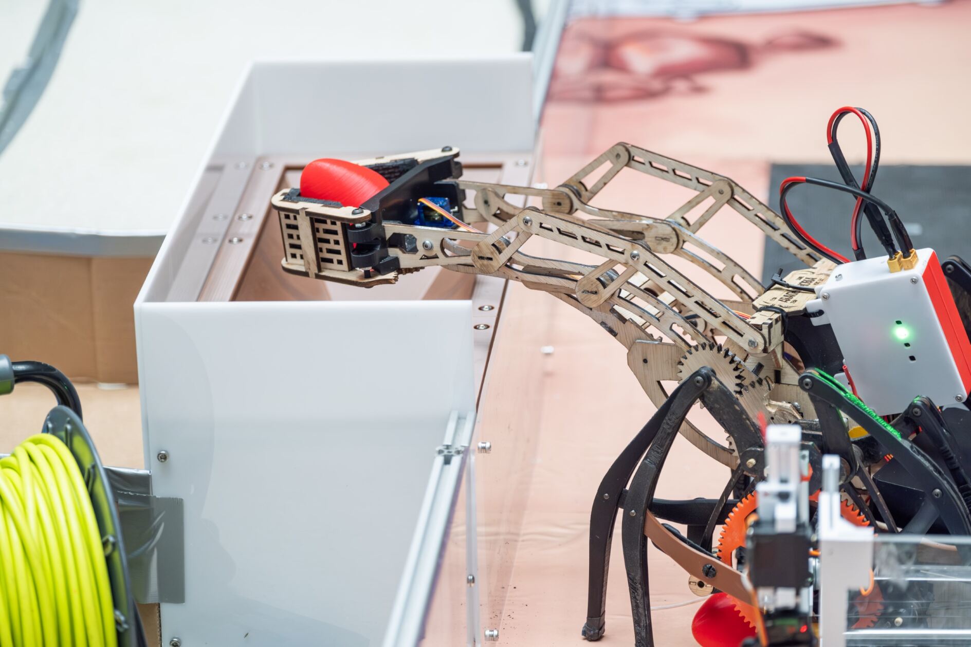 Our bot placing a rock into the scoring area