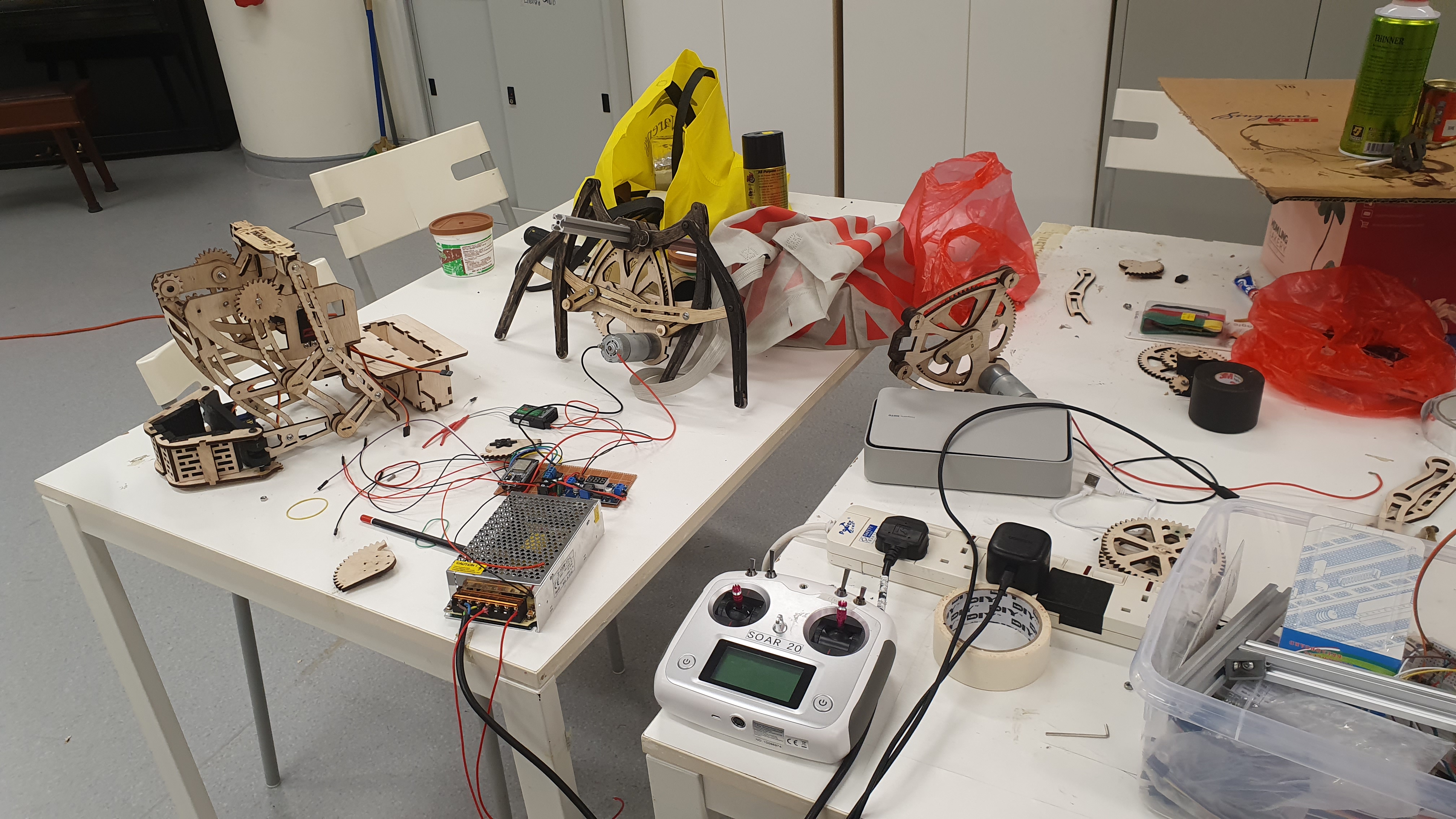 Our workspace during assembly!